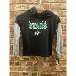 Kids Dallas Stars NHL Hooded Long Sleeve Shirt Top Black Green Small 6 6X